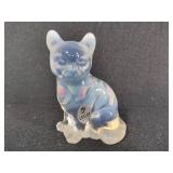 Fenton Glass Cat Figurine - Hand Painted & Signed