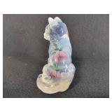 Fenton Glass Cat Figurine - Hand Painted & Signed