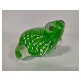 Hand Blown Art Glass Frog with Millifori Eyes