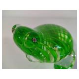 Hand Blown Art Glass Frog with Millifori Eyes