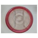 Indiana Glass Ruby Flash Diamond Point Serving Platter