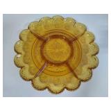 Brockway Glass American Concord Amber Round Relish Dish & Dip Bowl