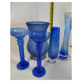 Lot of Cobalt Blue Large Vases/Candle Holders