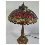 Vintage Floral & Brass Tone Lamp