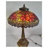 Vintage Floral & Brass Tone Lamp