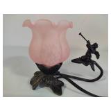 Cast Metal Tulip Lamp w/Cherub