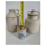 Three Stoneware Crocks