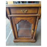Oak Lighted Side Table w/Drop Leaves