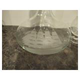 Toscany Etched Glass Clipper Decanter & Five Glasses