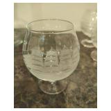 Toscany Etched Glass Clipper Decanter & Five Glasses