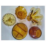 Lot of Amber Colored Small Glassware