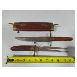 Hand Carved Knife/Fork Carving Set
