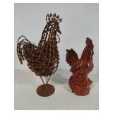 Metal & Ceramic Rooster Decor