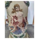 Italian Capodimonte Porcelain Pedestal w/Cherubs