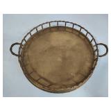 Brass Round Serving Tray w/Handles