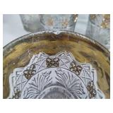 Pressed Gold Vintage Crystal Pitcher & Six Glasses