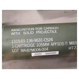 Military Ammo Case | 105mm Cartridge Ammunition for Cannon