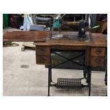 Vintage White Rotary Sewing Machine with Sewing Table