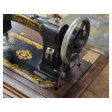 Vintage White Rotary Sewing Machine with Sewing Table