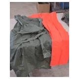 Assorted Rain Gear - Pants (Orange), Poncho (Green)