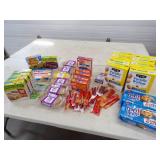 Cookies, Crackers, Beef sticks, Granola bars, recently expired product