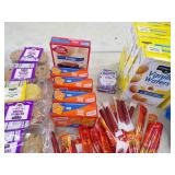 Cookies, Crackers, Beef sticks, Granola bars, recently expired product