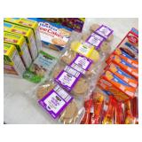 Cookies, Crackers, Beef sticks, Granola bars, recently expired product