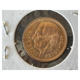1945 Mexico Gold 2 1/2 Peso Coin 180,000 Minted