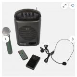 AmpliVox SW245B Compact Dual Wireless Microphone Bluetooth Audio Public Address PA Sound System - NEW