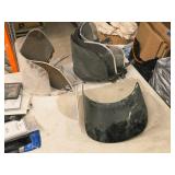 (4) Clear Faceshields, (1) Tinted Faceshield, (4) Brackets with Mesh Shields, (1) Bracket with Clear Faceshield