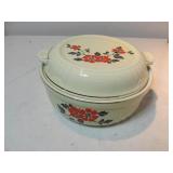 Red Poppy Casserole Dish Vintage