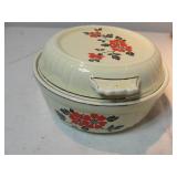Red Poppy Casserole Dish Vintage