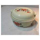 Red Poppy Casserole Dish Vintage