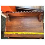 Antique Wooden Washstand Cabinet with Drawers and Scalloped Backsplash