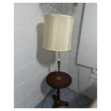 Vintage Floor Lamp with Built-In Table and Brass Accents