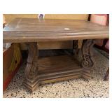 Vintage Wooden Side Table with Ornate Carved Legs