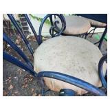 Vintage Outdoor Patio Set with Metal Mesh Table with Umbrella Stand and 6 Chairs