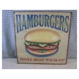 (C-3) Metal Hamburgers Sign 14" x 1...