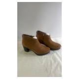 Pair of Light Brown Suede Ankle Boots Size 9.5