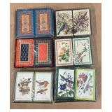 Collection of 8 Double Deck Playing Card Sets with Nature and Floral Artwork
