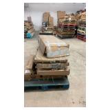 Pallet of Heavy Duty Storage Shelves and Electric Fireplace Parts