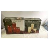 Holiday Time Glass Cylinder Tea-Light Holder and Centerpiece Candle Set