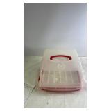 Lock & Lock Plastic Cake Carrier with Red Handle