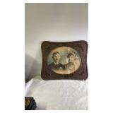 Antique Wedding Portrait in Ornate Gold Gesso Wood Frame