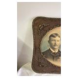 Antique Wedding Portrait in Ornate Gold Gesso Wood Frame