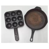 Cast Iron Cornbread/Muffin Pan & Skillet