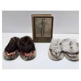 Antique "Squaw Man" Hardcover Book & 2 Pair of Native American Moccasins