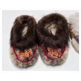 Antique "Squaw Man" Hardcover Book & 2 Pair of Native American Moccasins