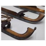 3 Sets of Early Primitive Antique Wooden Ice Skates