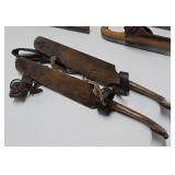 3 Sets of Early Primitive Antique Wooden Ice Skates